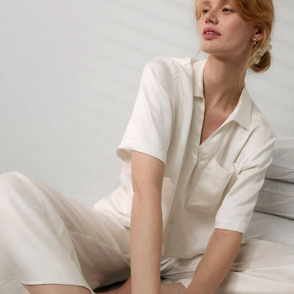 Lunya High Waisted Sleep Set Cumulus Blue L NWT - Picture 2 of 12